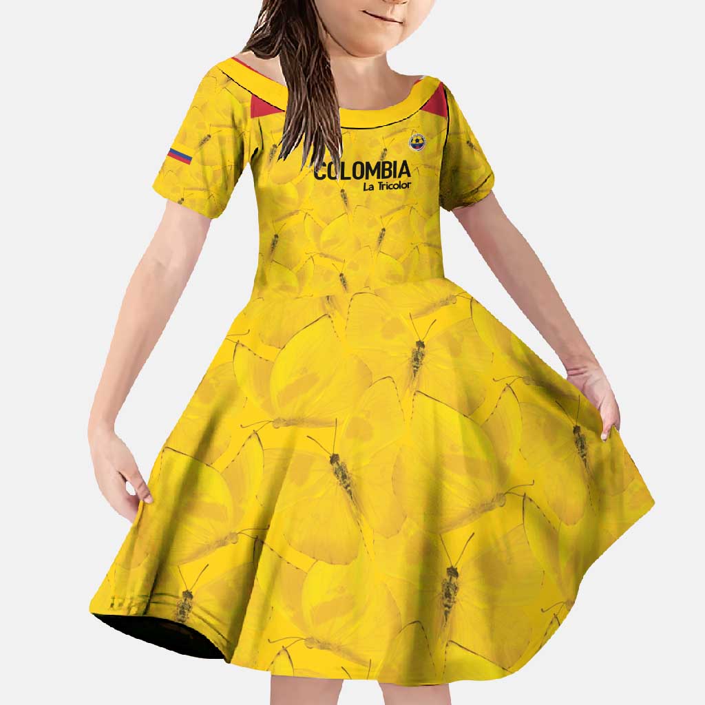 Colombia Football Custom Family Matching Off Shoulder Maxi Dress and Hawaiian Shirt 2026 Butterflies Orange-barred Sulphur - Wonder Print Shop