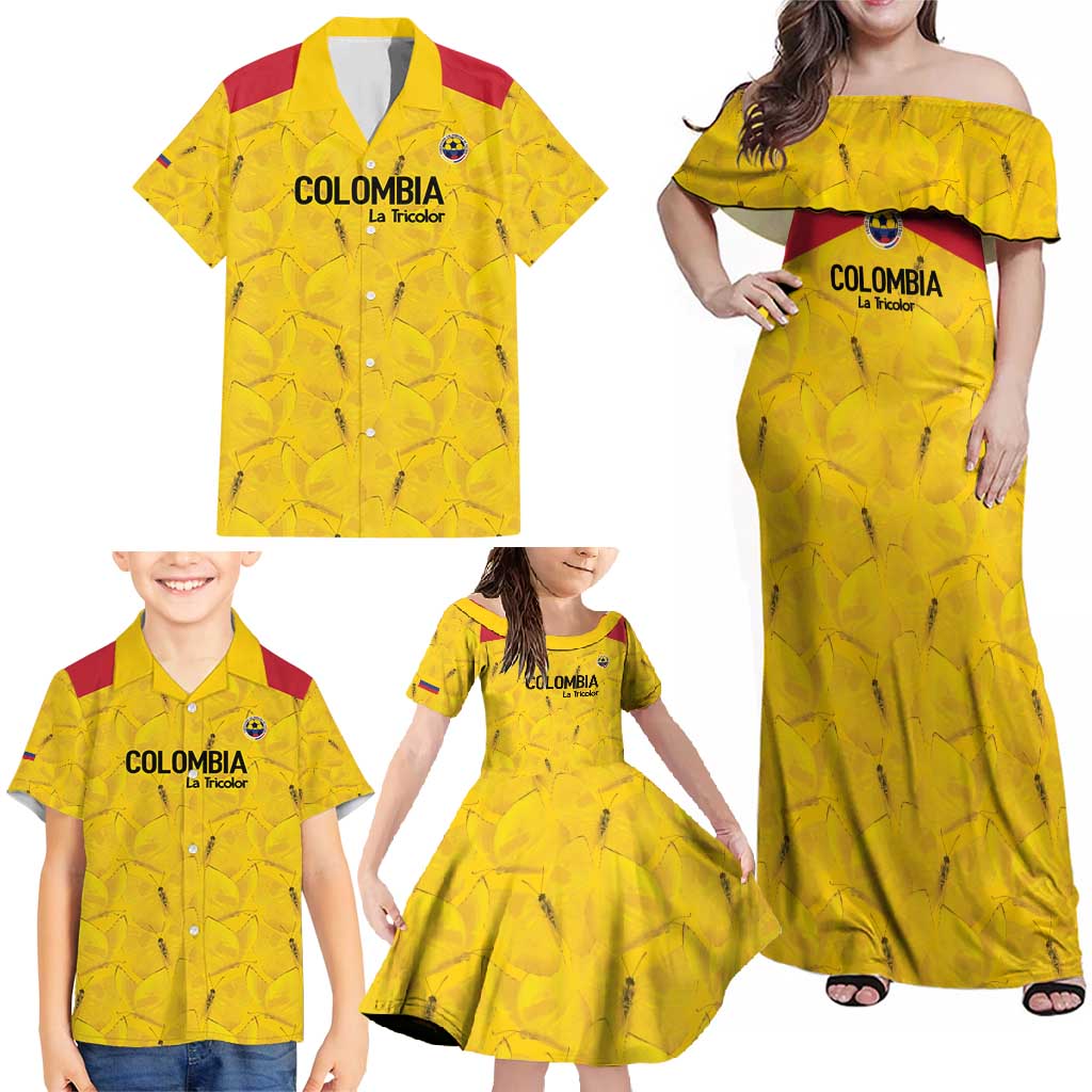 Colombia Football Custom Family Matching Off Shoulder Maxi Dress and Hawaiian Shirt 2026 Butterflies Orange-barred Sulphur - Wonder Print Shop