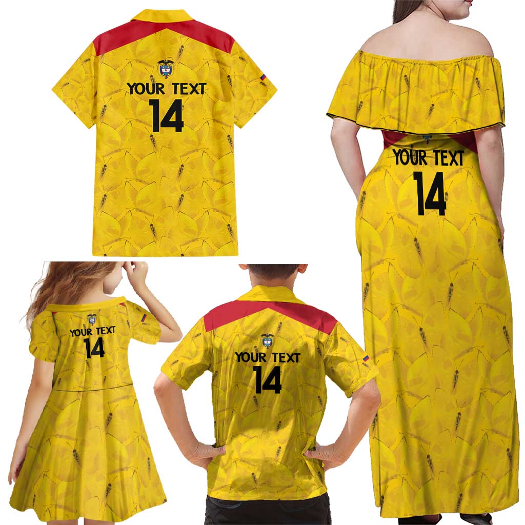 Colombia Football Custom Family Matching Off Shoulder Maxi Dress and Hawaiian Shirt 2026 Butterflies Orange-barred Sulphur - Wonder Print Shop