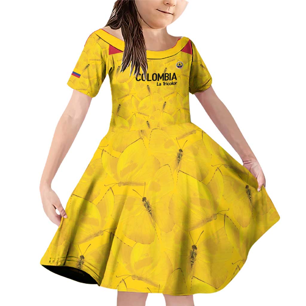 Colombia Football Custom Family Matching Off Shoulder Short Dress and Hawaiian Shirt 2026 Butterflies Orange-barred Sulphur - Wonder Print Shop