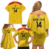 Colombia Football Custom Family Matching Off Shoulder Short Dress and Hawaiian Shirt 2026 Butterflies Orange-barred Sulphur - Wonder Print Shop