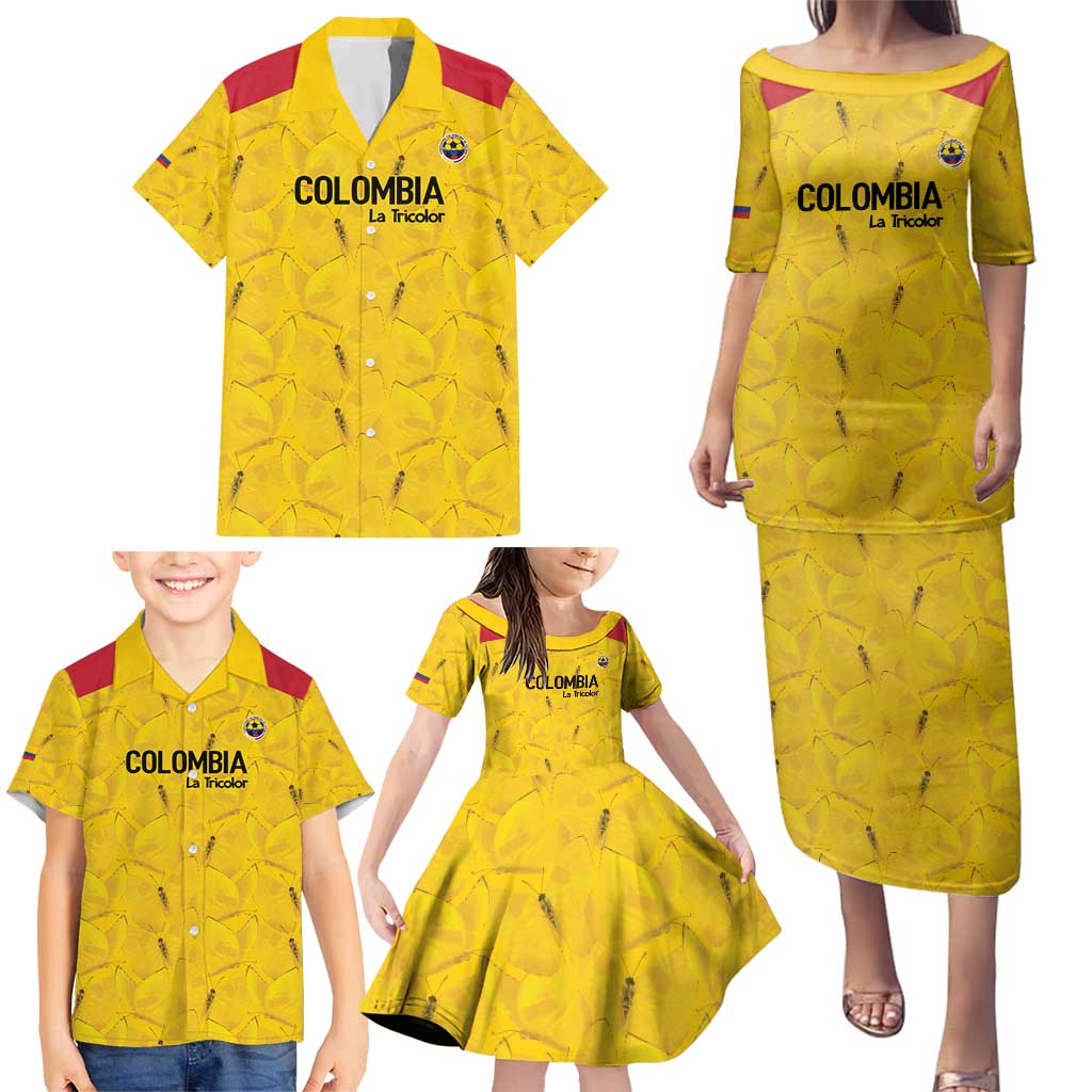 Colombia Football Custom Family Matching Puletasi and Hawaiian Shirt 2026 Butterflies Orange-barred Sulphur - Wonder Print Shop