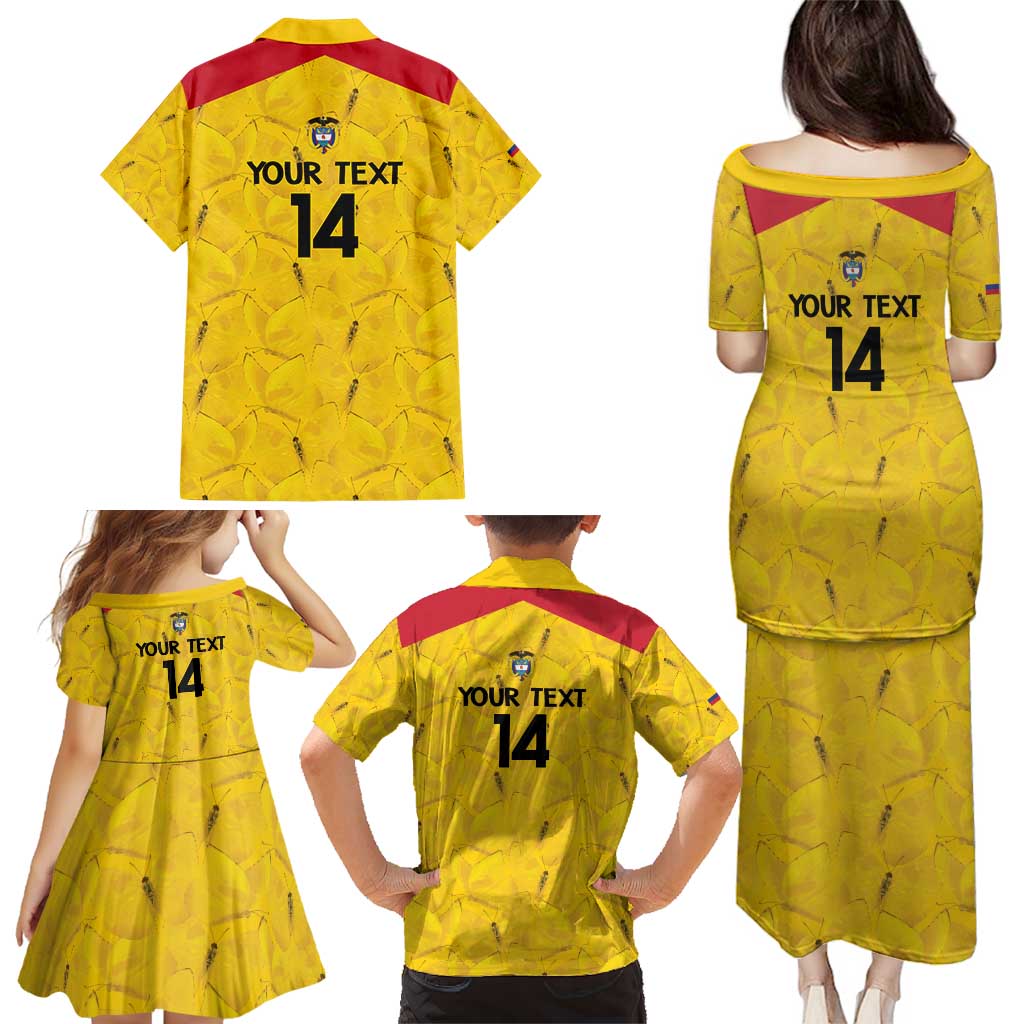Colombia Football Custom Family Matching Puletasi and Hawaiian Shirt 2026 Butterflies Orange-barred Sulphur - Wonder Print Shop