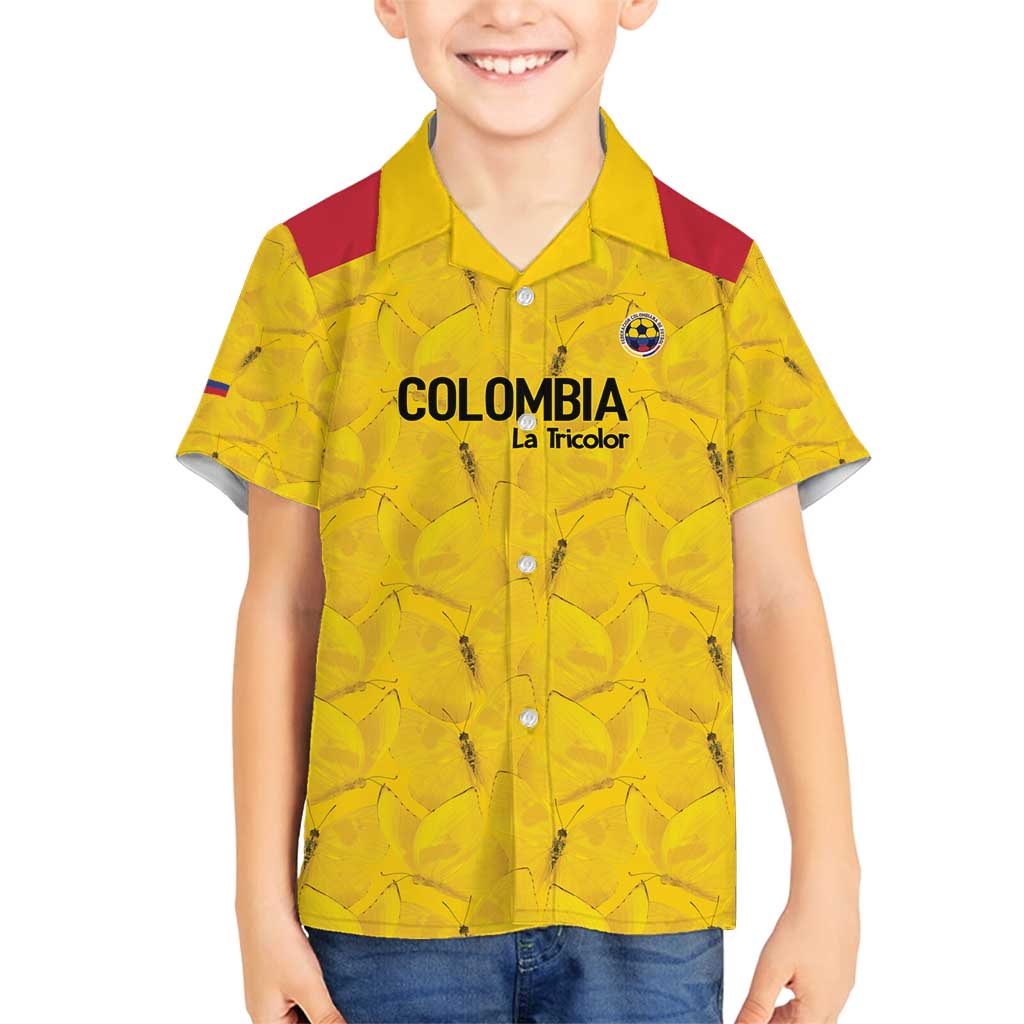 Colombia Football Custom Family Matching Puletasi and Hawaiian Shirt 2026 Butterflies Orange-barred Sulphur - Wonder Print Shop
