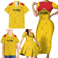 Colombia Football Custom Family Matching Short Sleeve Bodycon Dress and Hawaiian Shirt 2026 Butterflies Orange-barred Sulphur - Wonder Print Shop