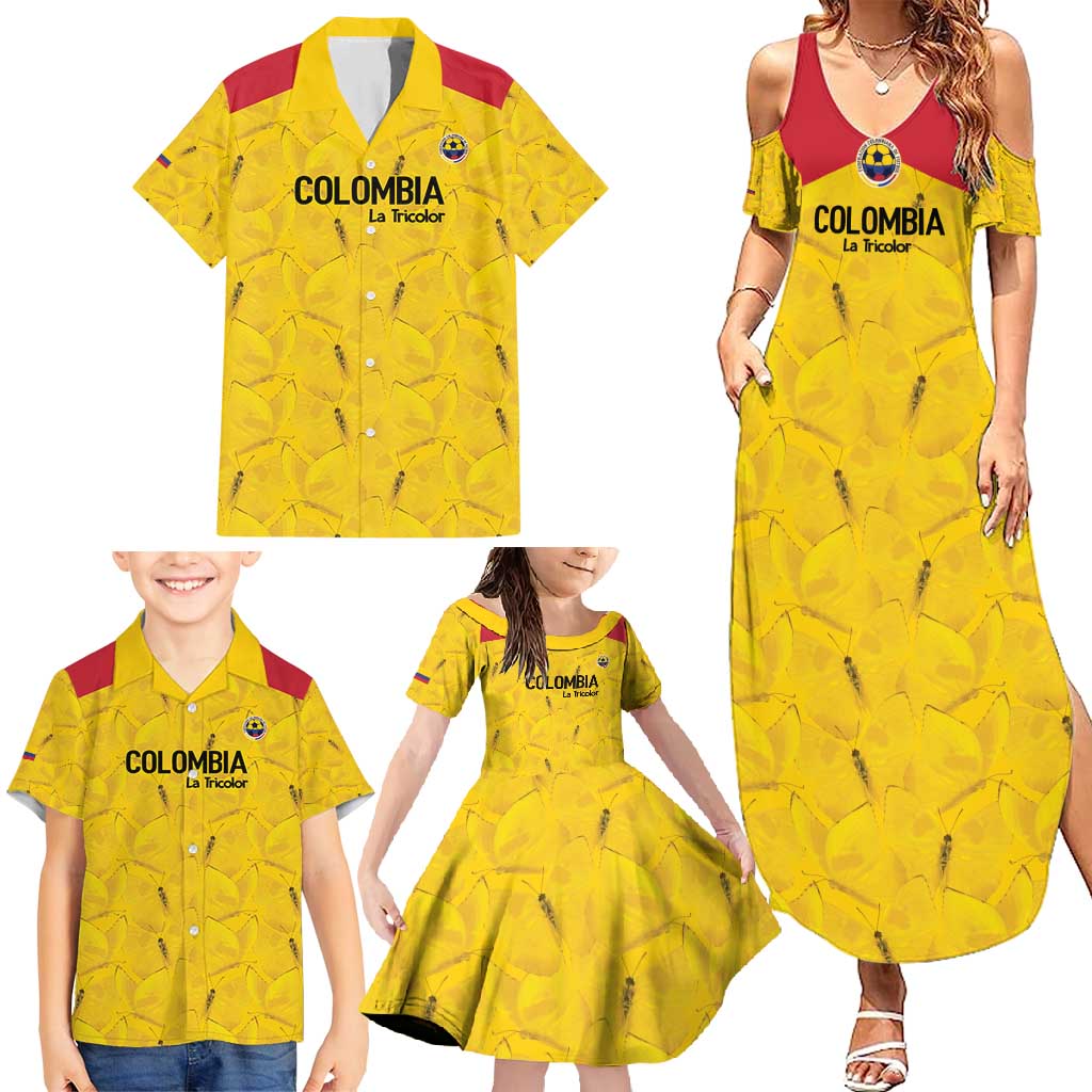 Colombia Football Custom Family Matching Summer Maxi Dress and Hawaiian Shirt 2026 Butterflies Orange-barred Sulphur - Wonder Print Shop