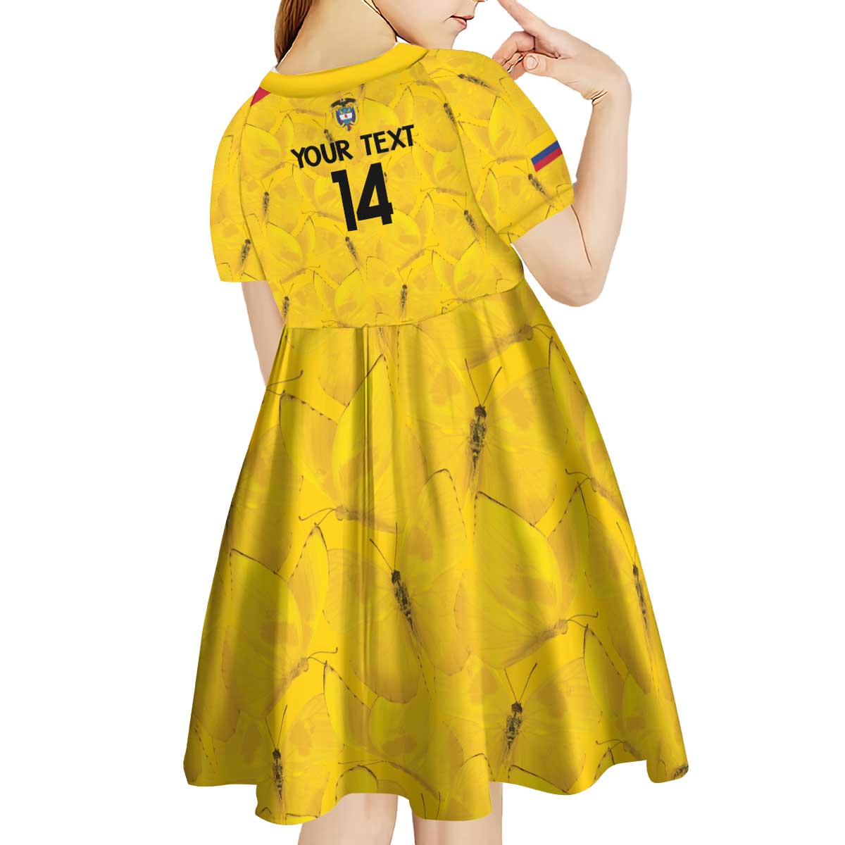 Colombia Football Custom Kid Short Sleeve Dress 2026 Butterflies Orange-barred Sulphur - Wonder Print Shop