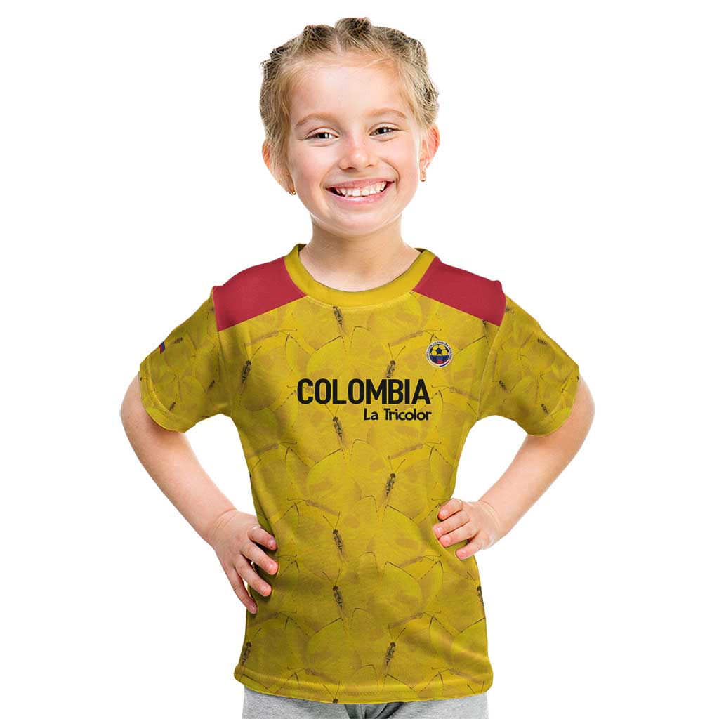 Colombia Football Custom Kid T Shirt 2026 Butterflies Orange-barred Sulphur - Wonder Print Shop