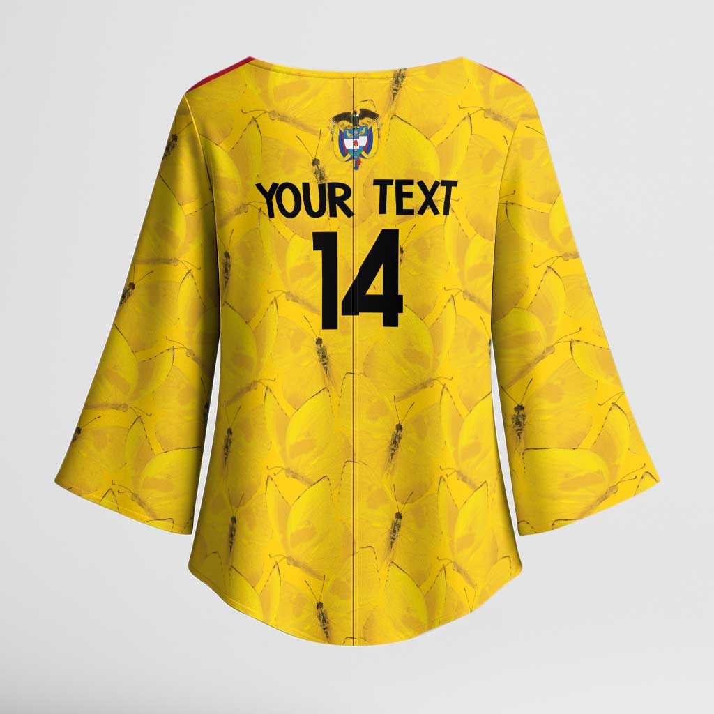 Colombia Football Custom Kimono Sleeve Blouse 2026 Butterflies Orange-barred Sulphur - Wonder Print Shop