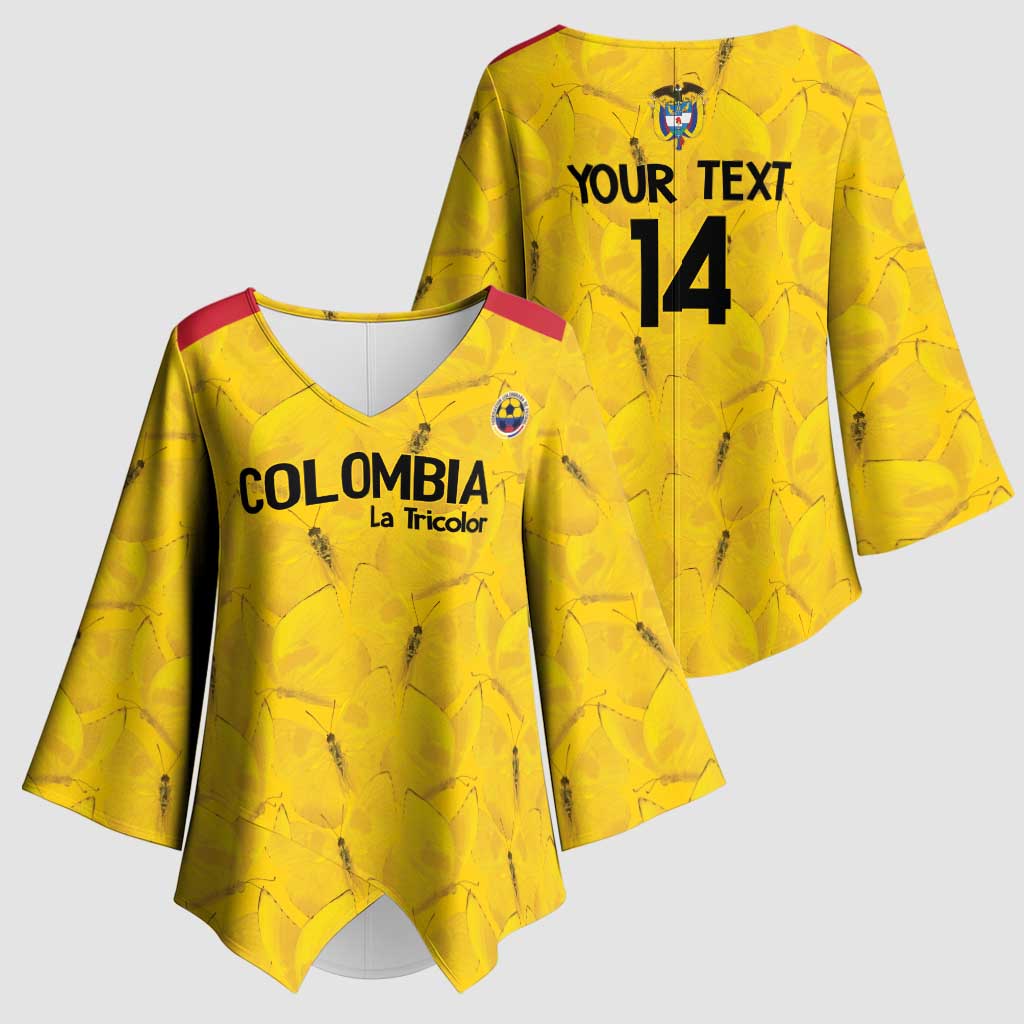 Colombia Football Custom Kimono Sleeve Blouse 2026 Butterflies Orange-barred Sulphur - Wonder Print Shop