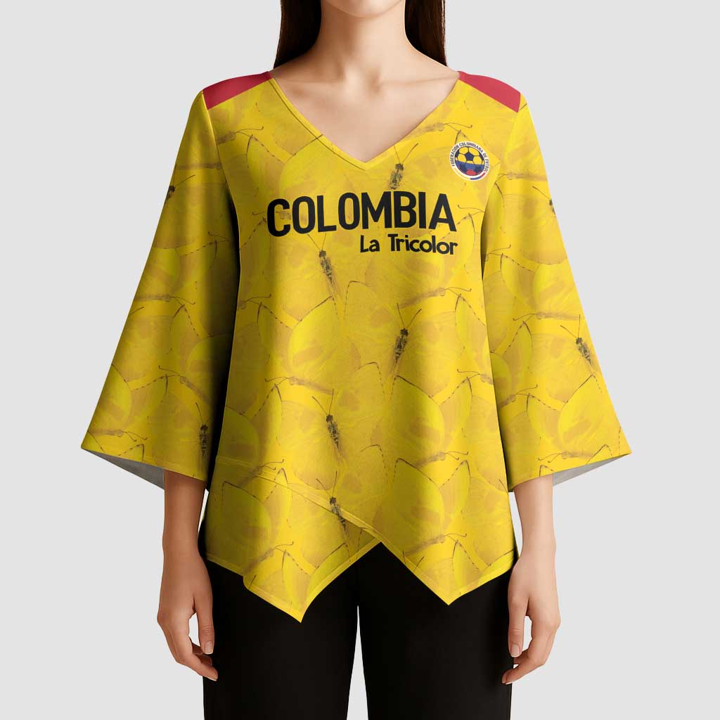 Colombia Football Custom Kimono Sleeve Blouse 2026 Butterflies Orange-barred Sulphur - Wonder Print Shop
