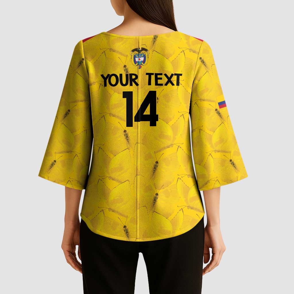 Colombia Football Custom Kimono Sleeve Blouse 2026 Butterflies Orange-barred Sulphur - Wonder Print Shop