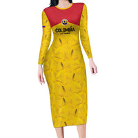 Colombia Football Custom Long Sleeve Bodycon Dress 2026 Butterflies Orange-barred Sulphur - Wonder Print Shop
