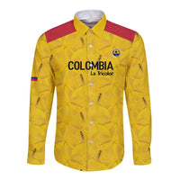Colombia Football Custom Long Sleeve Button Shirt 2026 Butterflies Orange-barred Sulphur - Wonder Print Shop