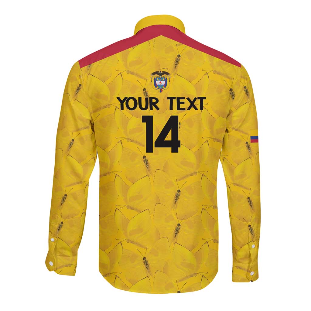 Colombia Football Custom Long Sleeve Button Shirt 2026 Butterflies Orange-barred Sulphur - Wonder Print Shop