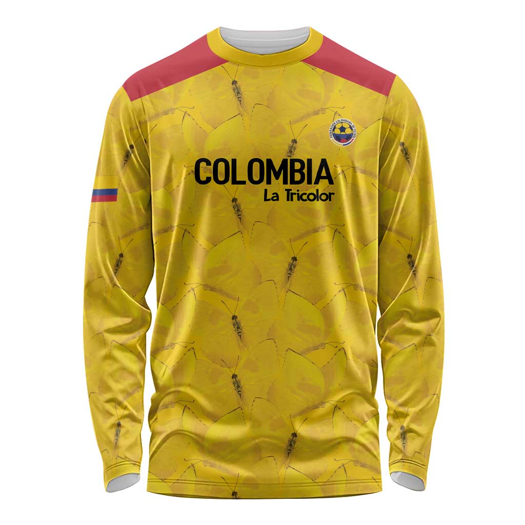 Colombia Football Custom Long Sleeve Shirt 2026 Butterflies Orange-barred Sulphur - Wonder Print Shop