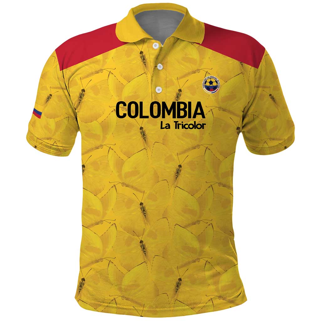 Colombia Football Custom Polo Shirt 2026 Butterflies Orange-barred Sulphur - Wonder Print Shop