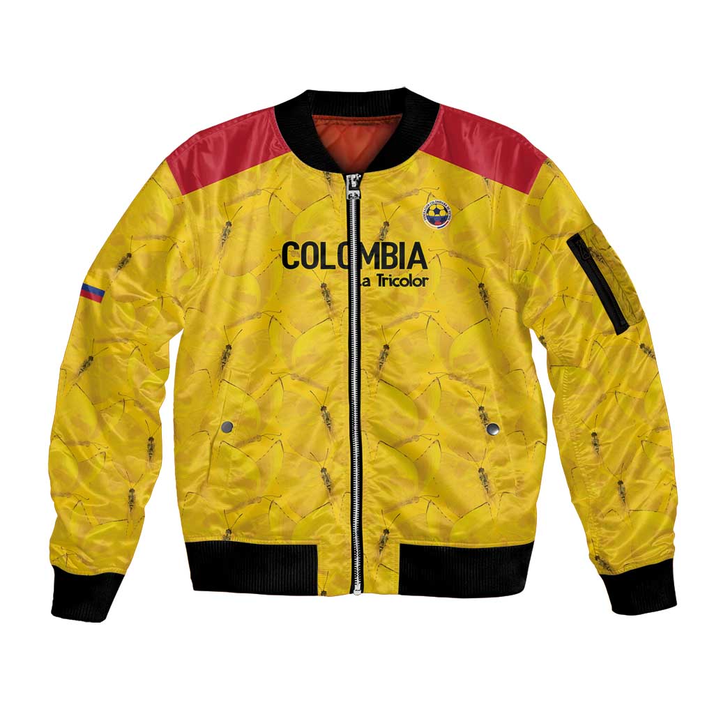 Colombia Football Custom Sleeve Zip Bomber Jacket 2026 Butterflies Orange-barred Sulphur - Wonder Print Shop