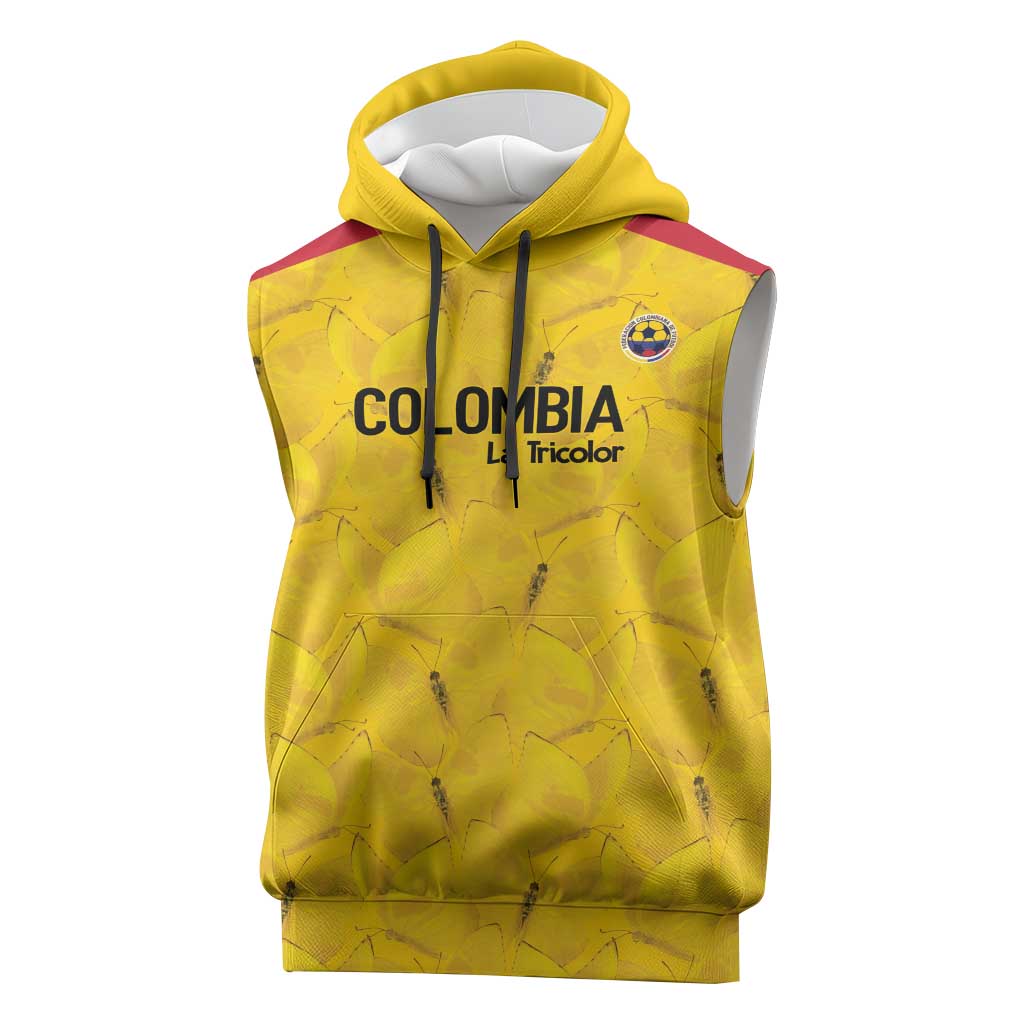 Colombia Football Custom Sleeveless Hoodie 2026 Butterflies Orange-barred Sulphur - Wonder Print Shop