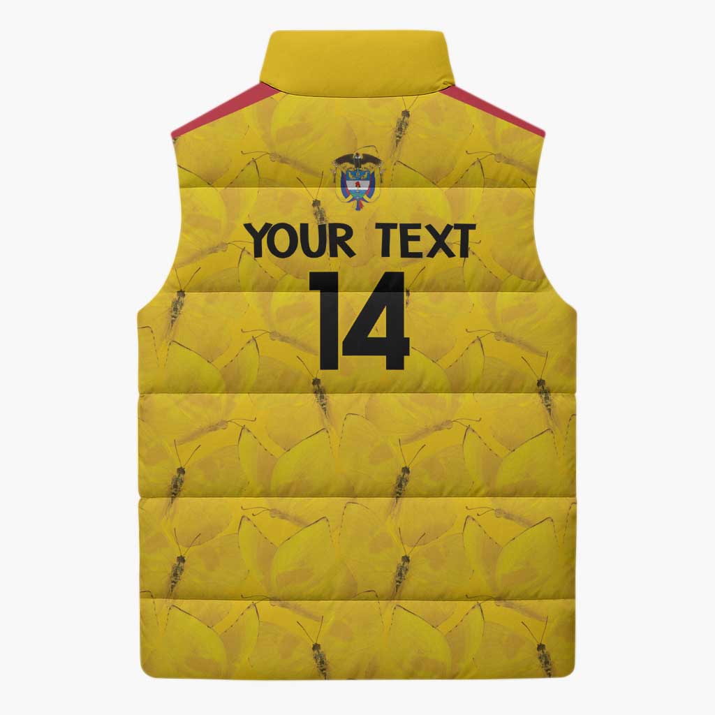 Colombia Football Custom Sleeveless Puffer Jacket 2026 Butterflies Orange-barred Sulphur - Wonder Print Shop