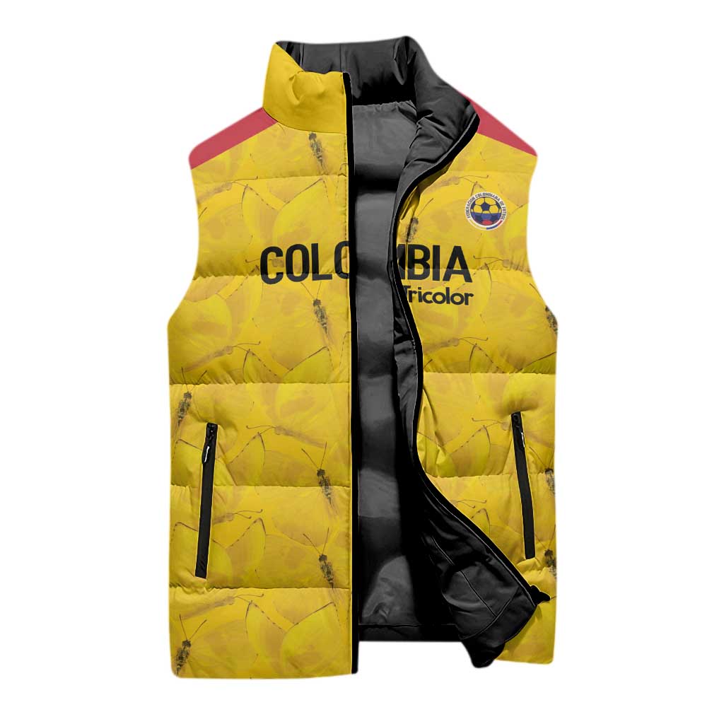 Colombia Football Custom Sleeveless Puffer Jacket 2026 Butterflies Orange-barred Sulphur - Wonder Print Shop
