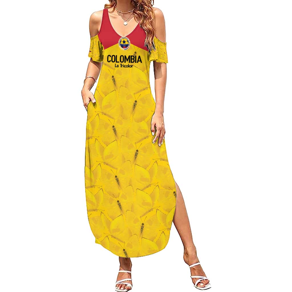 Colombia Football Custom Summer Maxi Dress 2026 Butterflies Orange-barred Sulphur - Wonder Print Shop