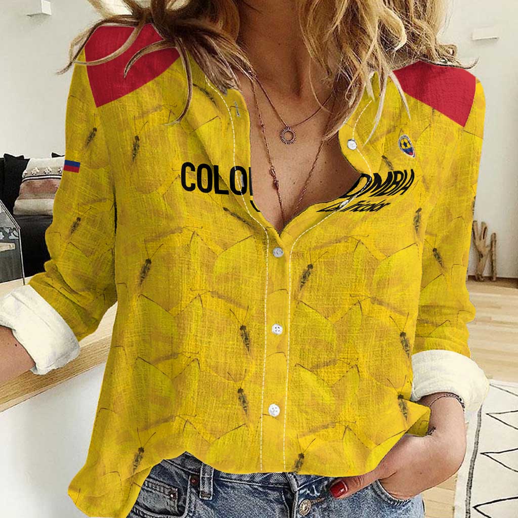 Colombia Football Custom Women Casual Shirt 2026 Butterflies Orange-barred Sulphur - Wonder Print Shop
