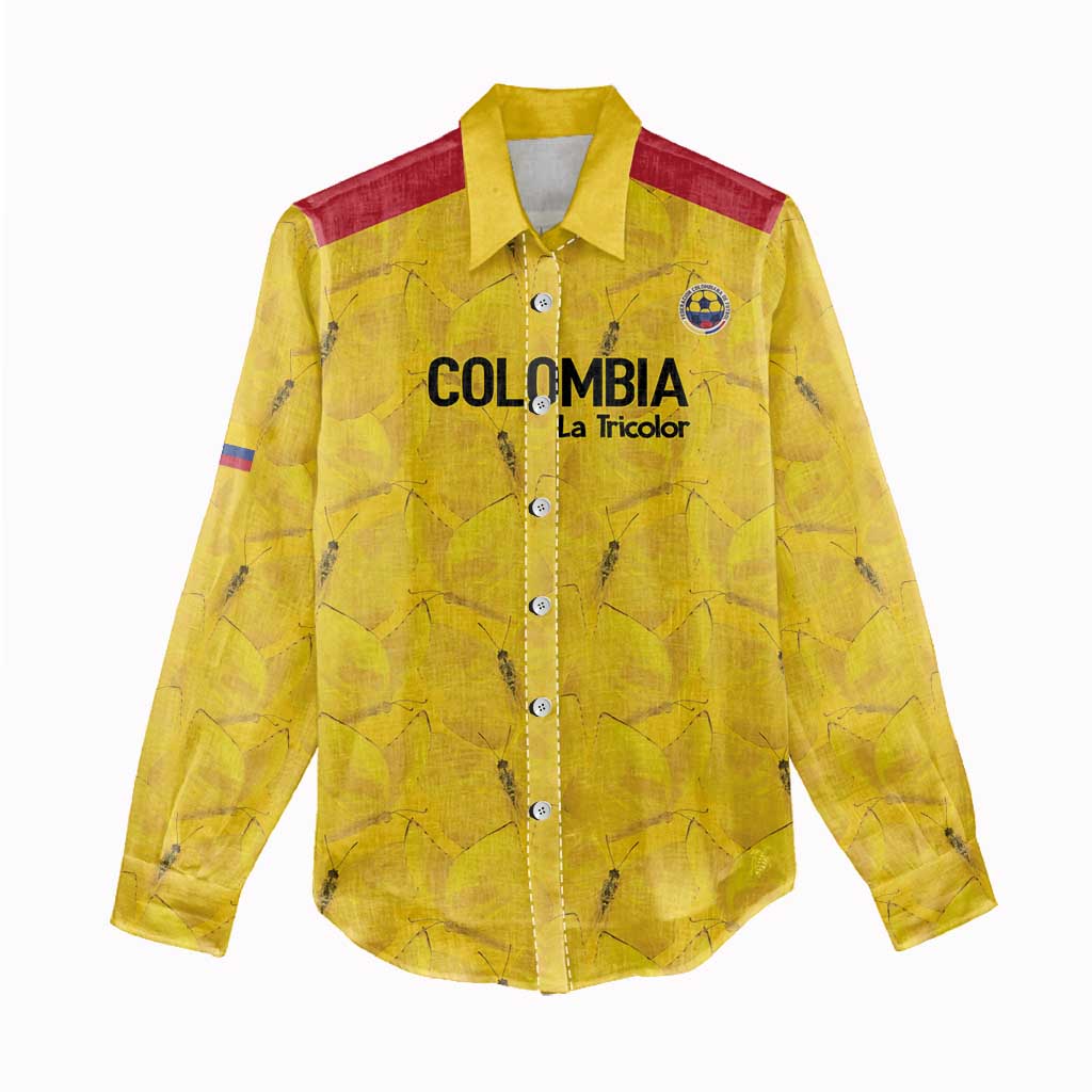 Colombia Football Custom Women Casual Shirt 2026 Butterflies Orange-barred Sulphur - Wonder Print Shop