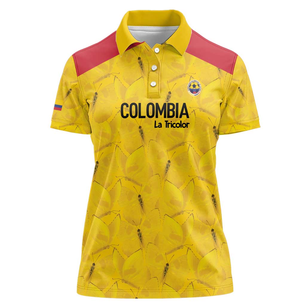 Colombia Football Custom Women Polo Shirt 2026 Butterflies Orange-barred Sulphur - Wonder Print Shop