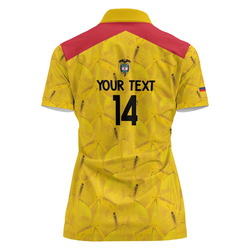 Colombia Football Custom Women Polo Shirt 2026 Butterflies Orange-barred Sulphur - Wonder Print Shop
