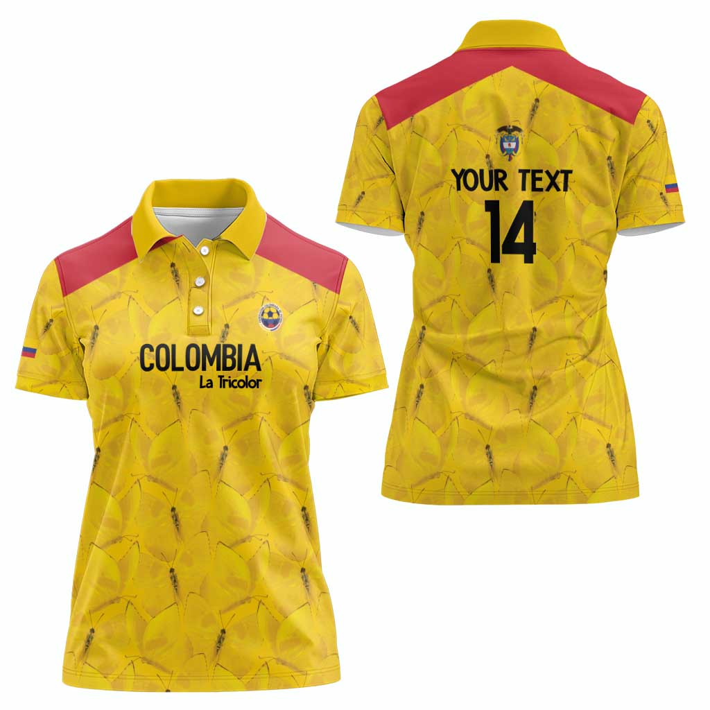 Colombia Football Custom Women Polo Shirt 2026 Butterflies Orange-barred Sulphur - Wonder Print Shop