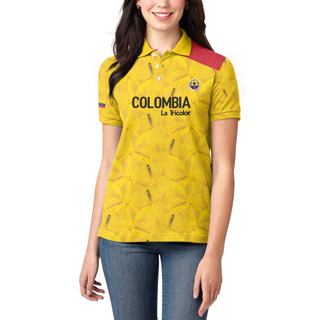 Colombia Football Custom Women Polo Shirt 2026 Butterflies Orange-barred Sulphur - Wonder Print Shop