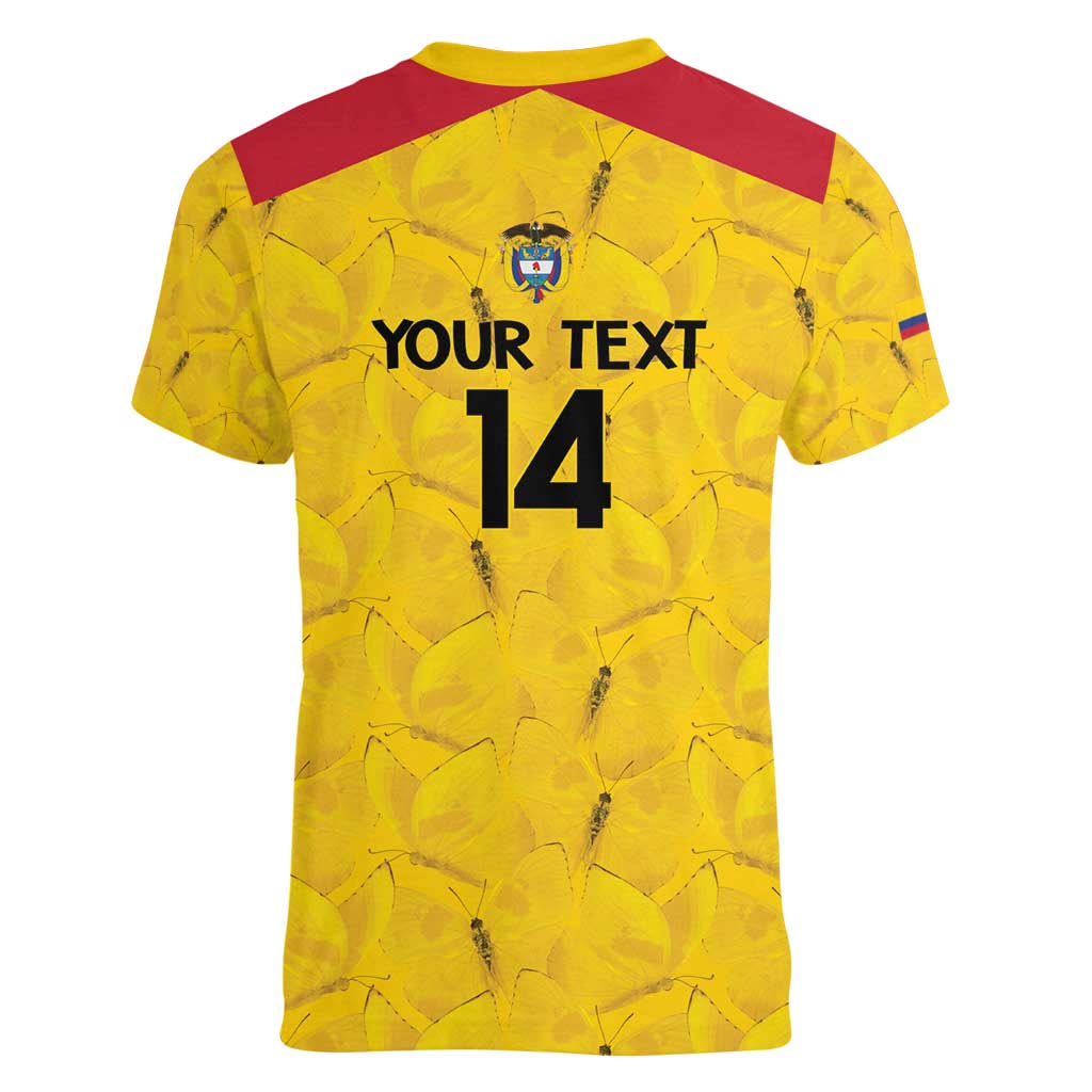 Colombia Football Custom Women V-Neck T-Shirt 2026 Butterflies Orange-barred Sulphur - Wonder Print Shop
