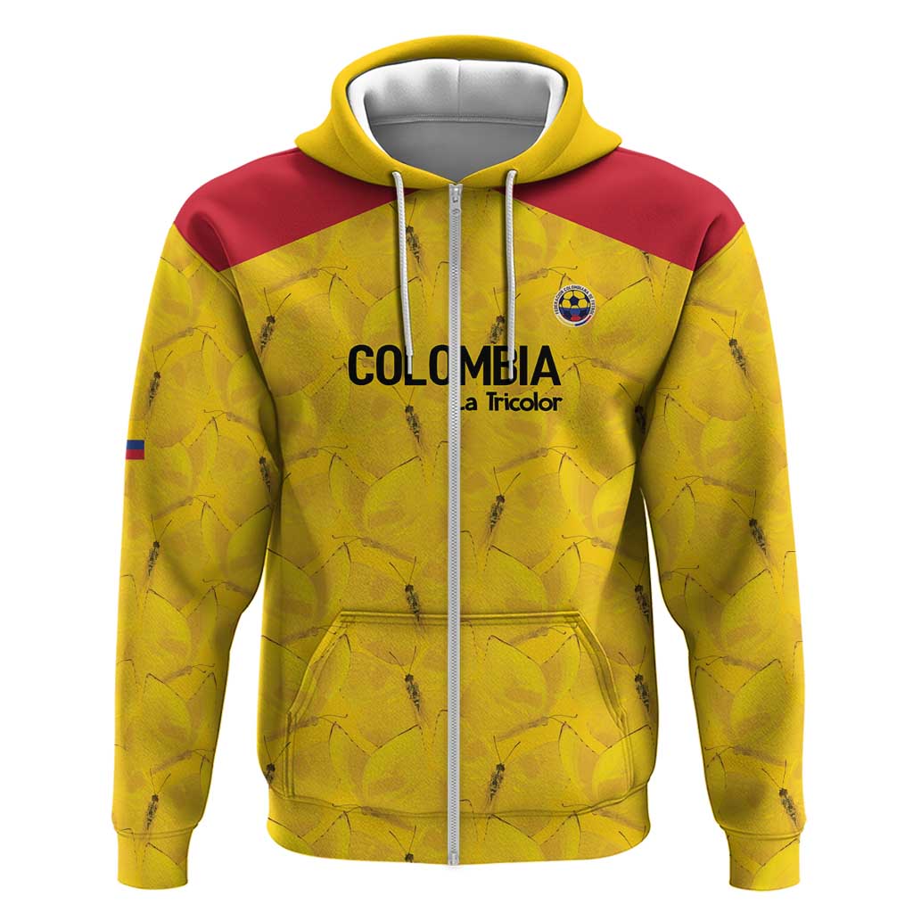 Colombia Football Custom Zip Hoodie 2026 Butterflies Orange-barred Sulphur - Wonder Print Shop