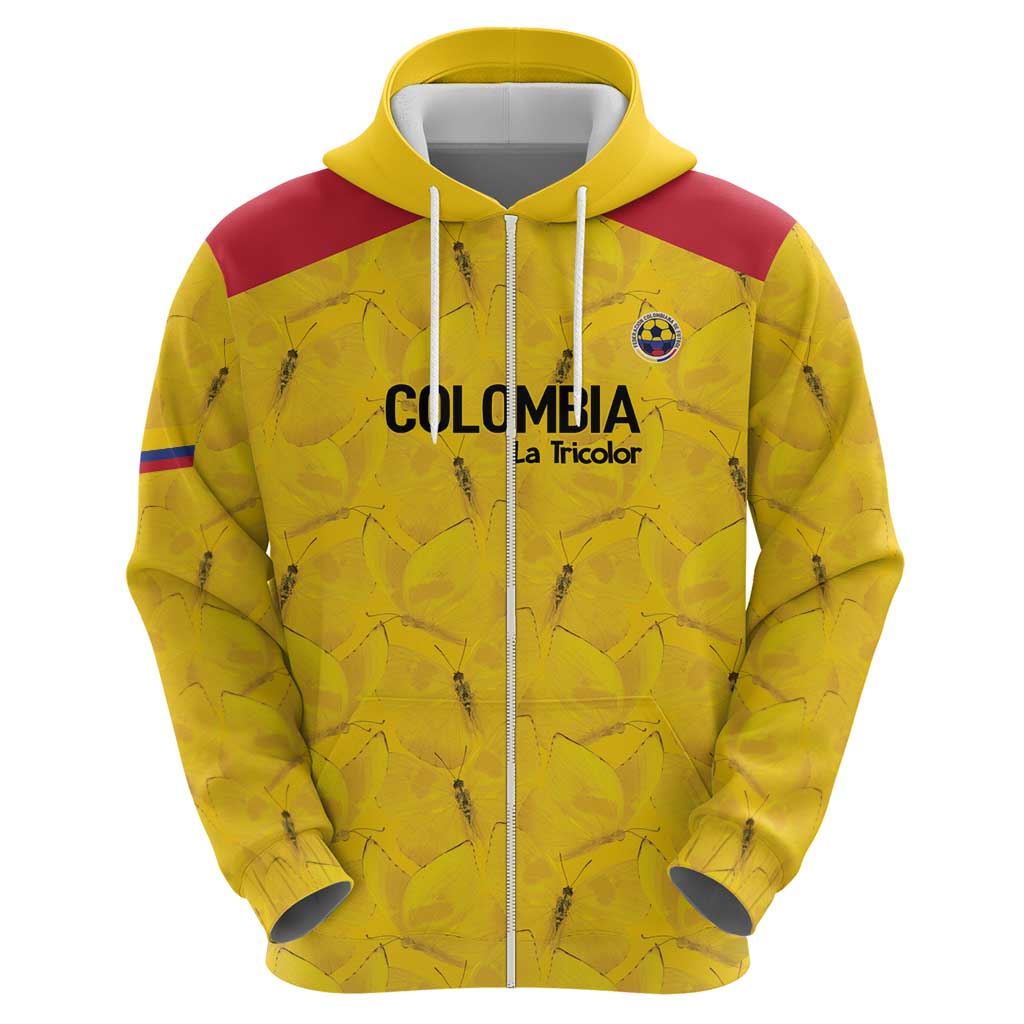 Colombia Football Custom Zip Hoodie 2026 Butterflies Orange-barred Sulphur - Wonder Print Shop