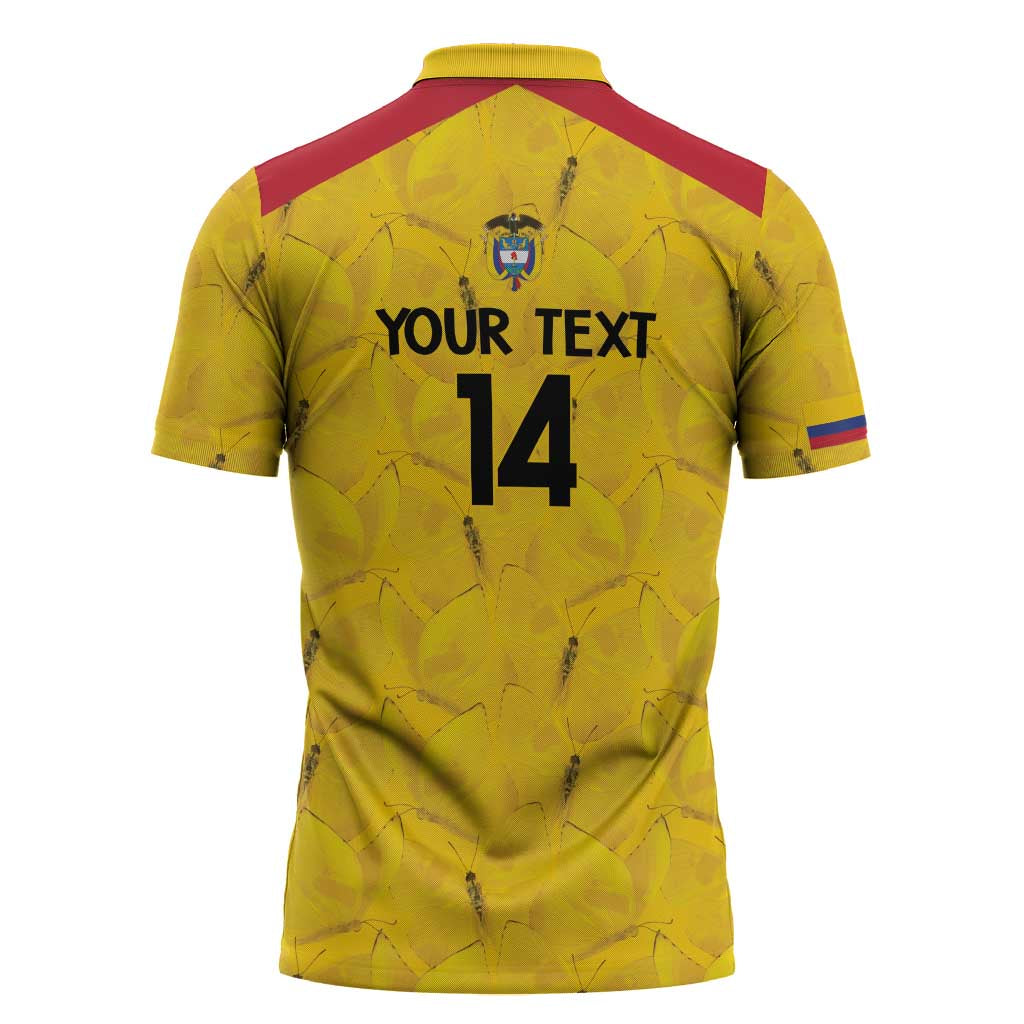 Colombia Football Custom Zipper Polo Shirt 2026 Butterflies Orange-barred Sulphur - Wonder Print Shop