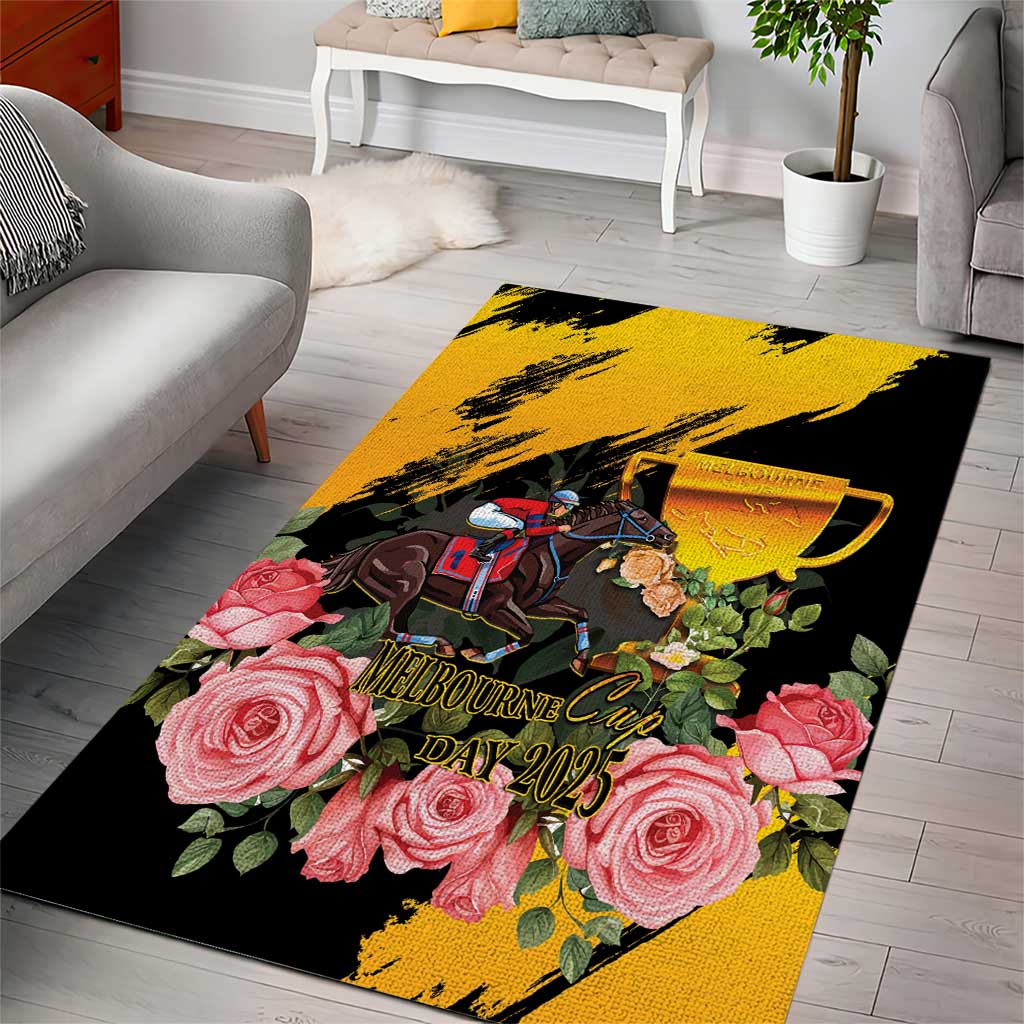 Australia Melbourne Cup Day Area Rug Horse Racing Trophy With Roses - Wonder Print Shop