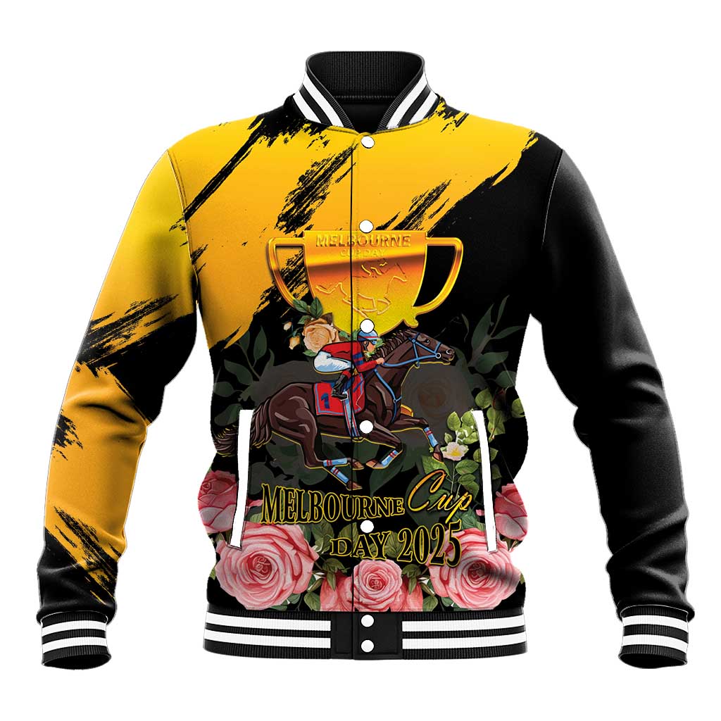 Personalised Australia Melbourne Cup Day Baseball Jacket Horse Racing Trophy With Roses - Wonder Print Shop