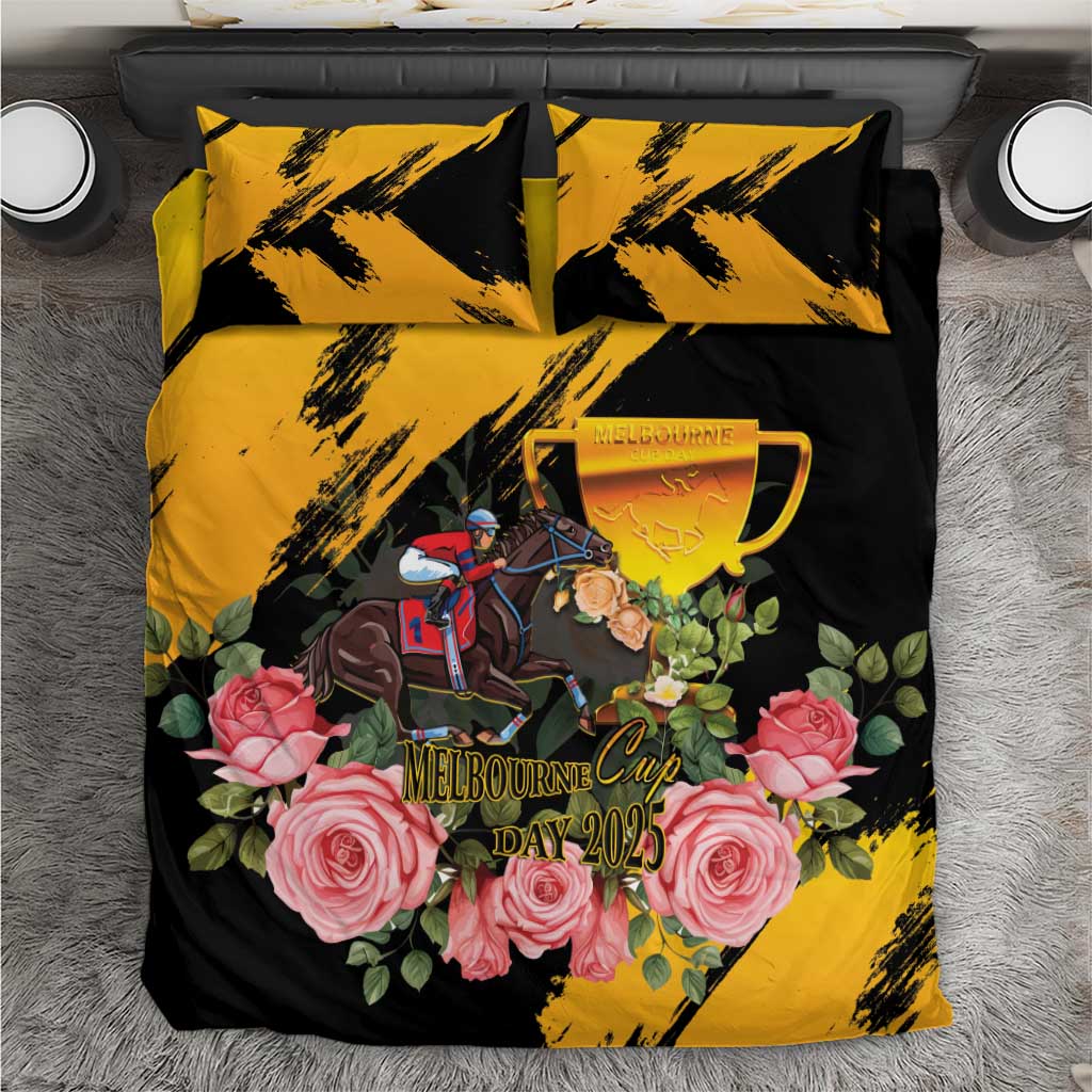 Australia Melbourne Cup Day Bedding Set Horse Racing Trophy With Roses - Wonder Print Shop