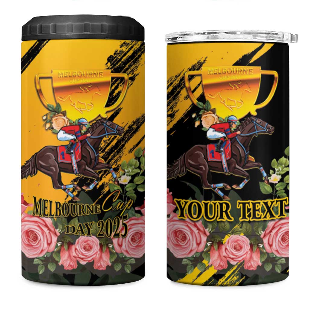 Personalised Australia Melbourne Cup Day 4 in 1 Can Cooler Tumbler Horse Racing Trophy With Roses - Wonder Print Shop