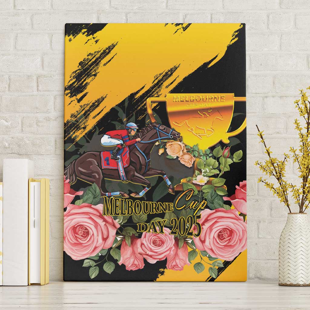 Australia Melbourne Cup Day Canvas Wall Art Horse Racing Trophy With Roses - Wonder Print Shop