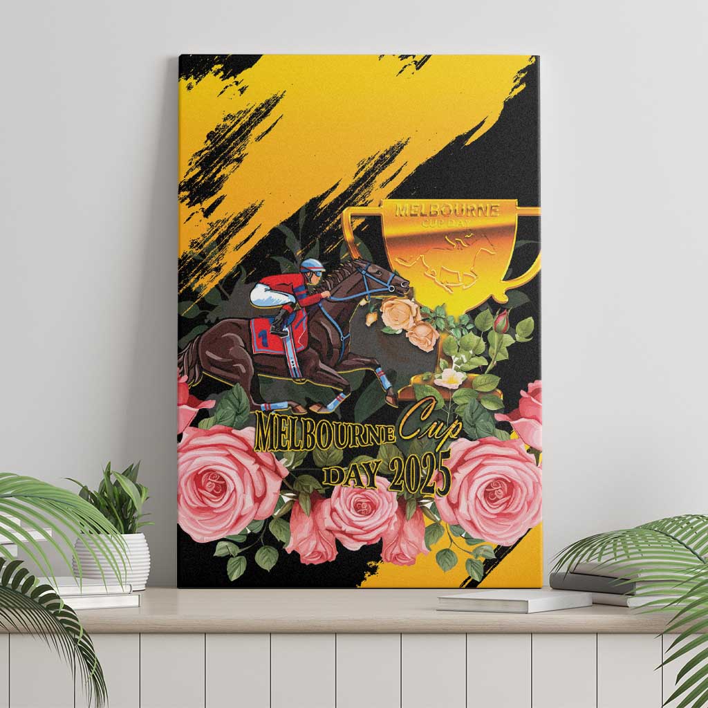 Australia Melbourne Cup Day Canvas Wall Art Horse Racing Trophy With Roses - Wonder Print Shop