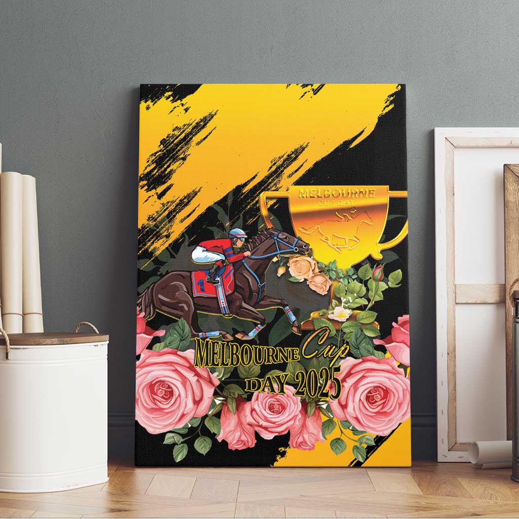 Australia Melbourne Cup Day Canvas Wall Art Horse Racing Trophy With Roses - Wonder Print Shop