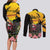 Personalised Australia Melbourne Cup Day Couples Matching Long Sleeve Bodycon Dress and Long Sleeve Button Shirt Horse Racing Trophy With Roses - Wonder Print Shop