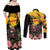 Personalised Australia Melbourne Cup Day Couples Matching Off Shoulder Maxi Dress and Long Sleeve Button Shirt Horse Racing Trophy With Roses - Wonder Print Shop