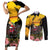 Personalised Australia Melbourne Cup Day Couples Matching Short Sleeve Bodycon Dress and Long Sleeve Button Shirt Horse Racing Trophy With Roses - Wonder Print Shop