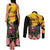 Personalised Australia Melbourne Cup Day Couples Matching Tank Maxi Dress and Long Sleeve Button Shirt Horse Racing Trophy With Roses - Wonder Print Shop