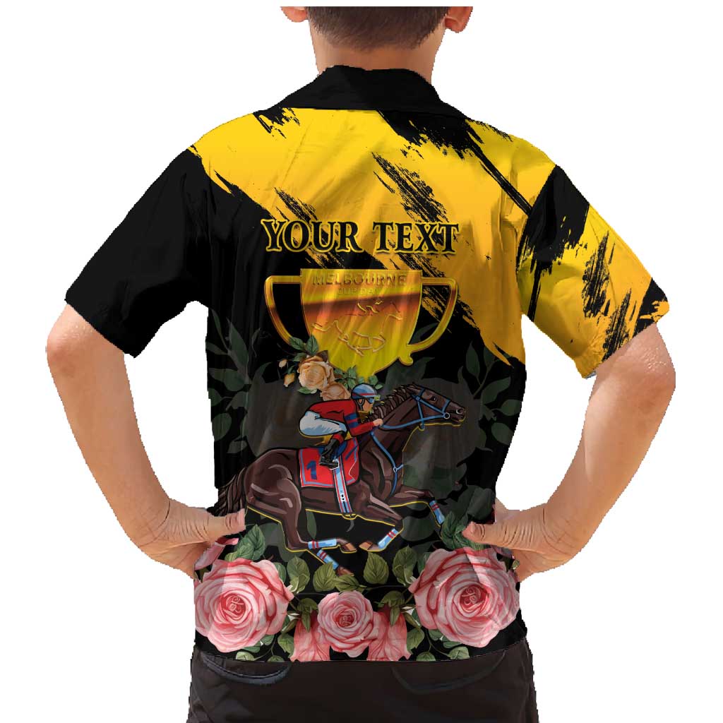 Personalised Australia Melbourne Cup Day Family Matching Mermaid Dress and Hawaiian Shirt Horse Racing Trophy With Roses - Wonder Print Shop