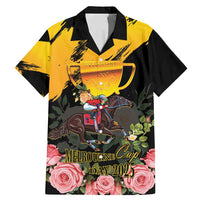 Personalised Australia Melbourne Cup Day Family Matching Mermaid Dress and Hawaiian Shirt Horse Racing Trophy With Roses - Wonder Print Shop