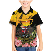 Personalised Australia Melbourne Cup Day Family Matching Mermaid Dress and Hawaiian Shirt Horse Racing Trophy With Roses - Wonder Print Shop